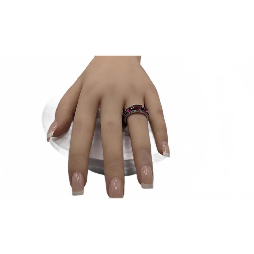 Elegant Women's Ring With Red And Clear Stones Si… - image 2